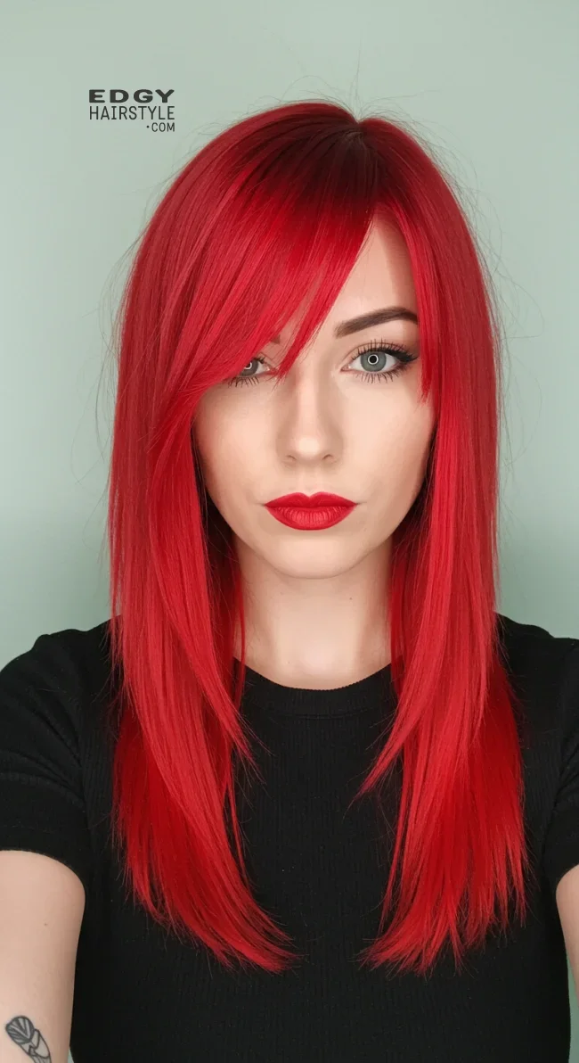 13. Side-Swept Red Bangs | Radiant Red Locks: Embracing The Beauty Of Natural