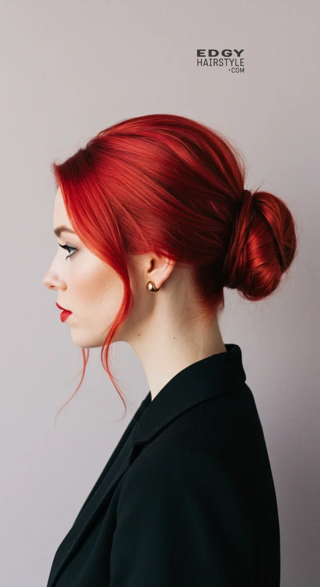 8. Elegant Red Chignon | Radiant Red Locks: Embracing The Beauty Of Natural