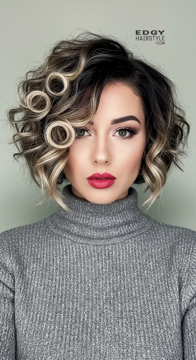 4. Curly Bob with Frosted Highlights | Winter Hairstyles: Embrace The Season With Chic And Cozy Looks