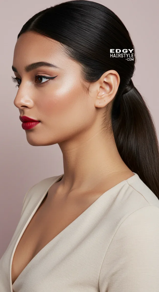 2. Sleek Low Ponytail | 7 Holiday Hairstyles That Are Easy