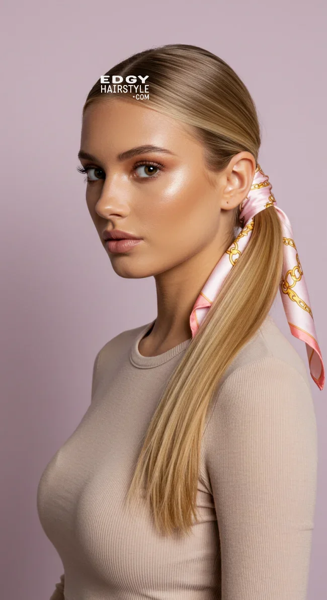 2. Low Ponytail Wrap | Scarf Chic: Elevate Your Style With A Scarf In Your Hair