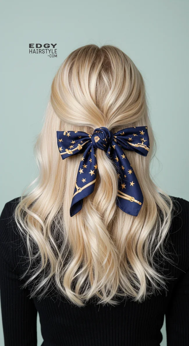 7. Half-Up, Half-Down Scarf Tie | Scarf Chic: Elevate Your Style With A Scarf In Your Hair