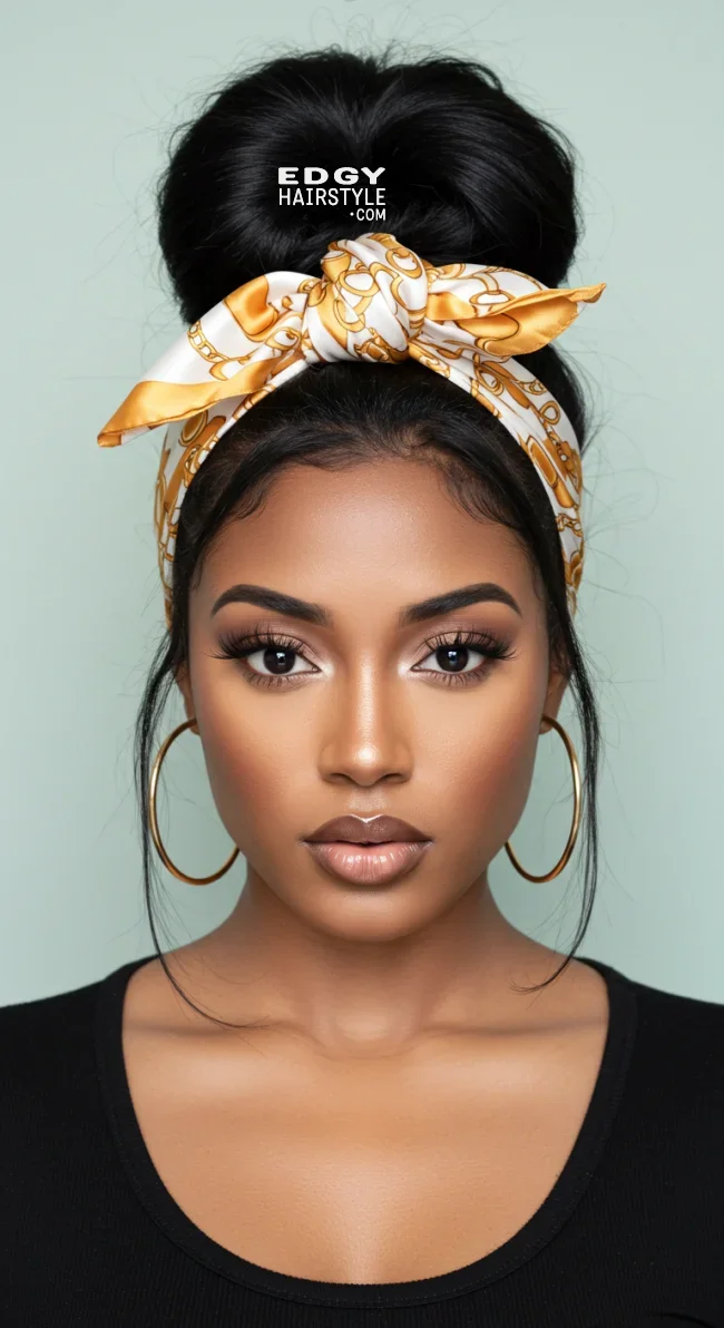 4. High Bun Wrap | Scarf Chic: Elevate Your Style With A Scarf In Your Hair