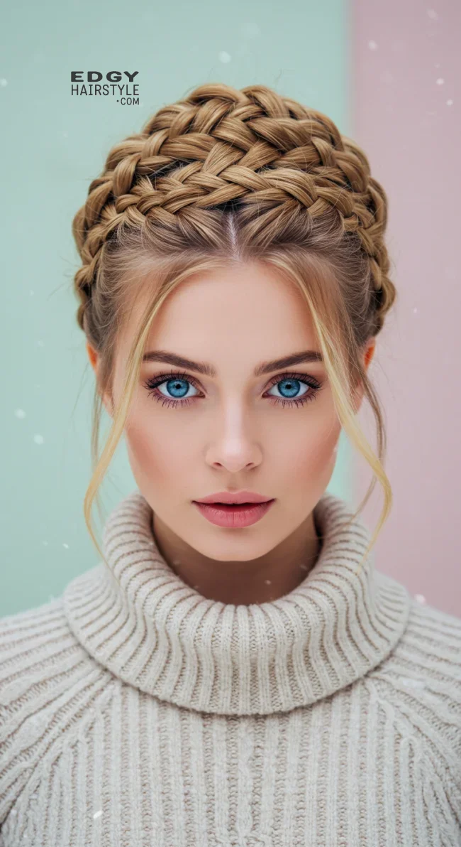1. Braided Crown Updo | 10 Unique Winter Hairstyles – Best Winter Trends
