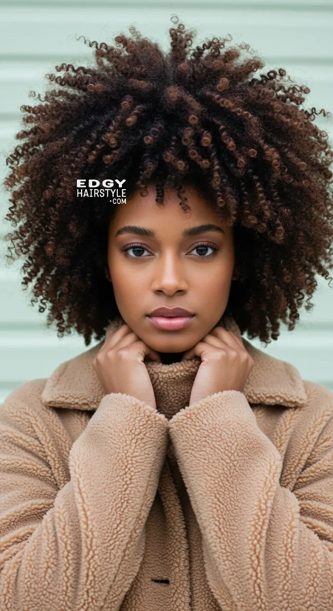 9. Voluminous Curly Afro | 10 Unique Winter Hairstyles – Best Winter Trends