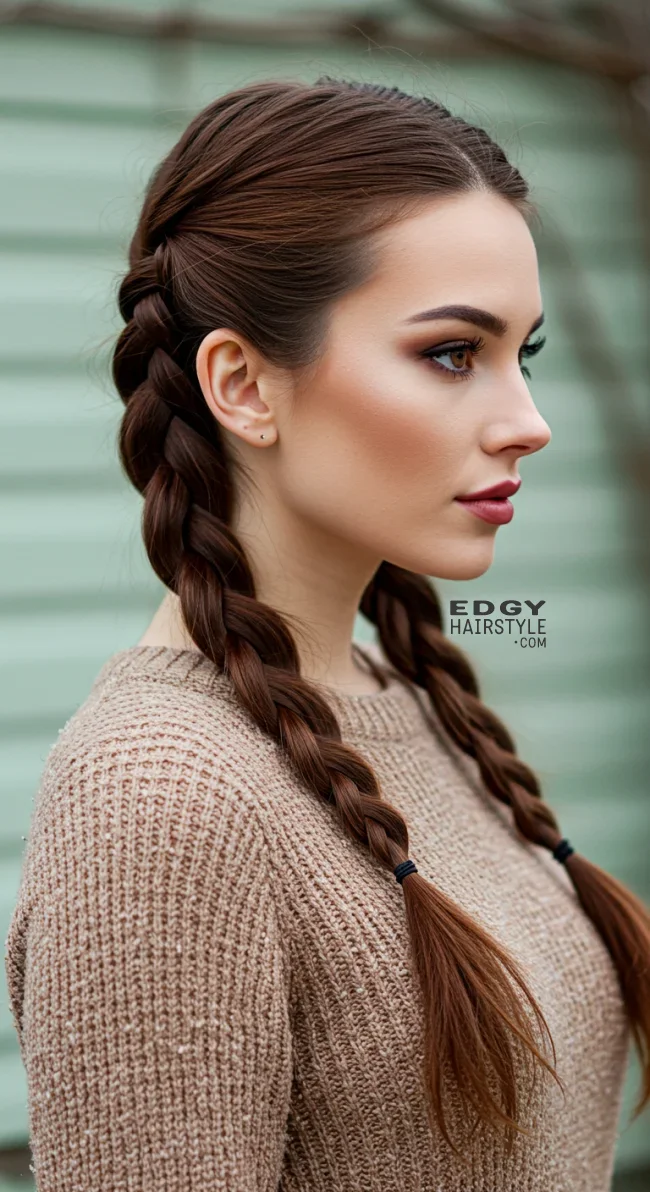 8. Low Braided Pigtails | 10 Unique Winter Hairstyles – Best Winter Trends