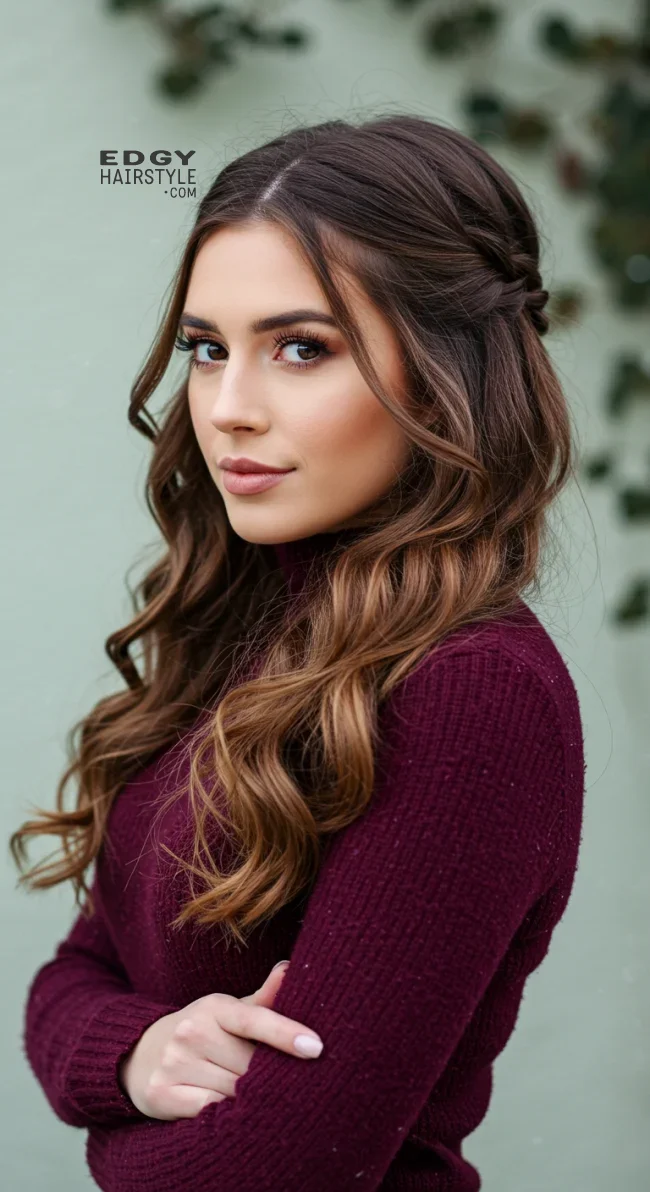 5. Half-Up Twisted Hairstyle | 10 Unique Winter Hairstyles – Best Winter Trends