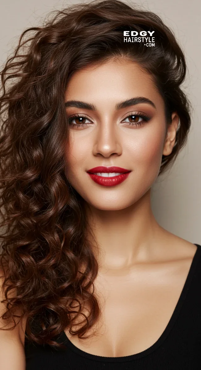 15. Side-Swept Messy Curls | Embrace Effortless Charm With Messy Hairstyles