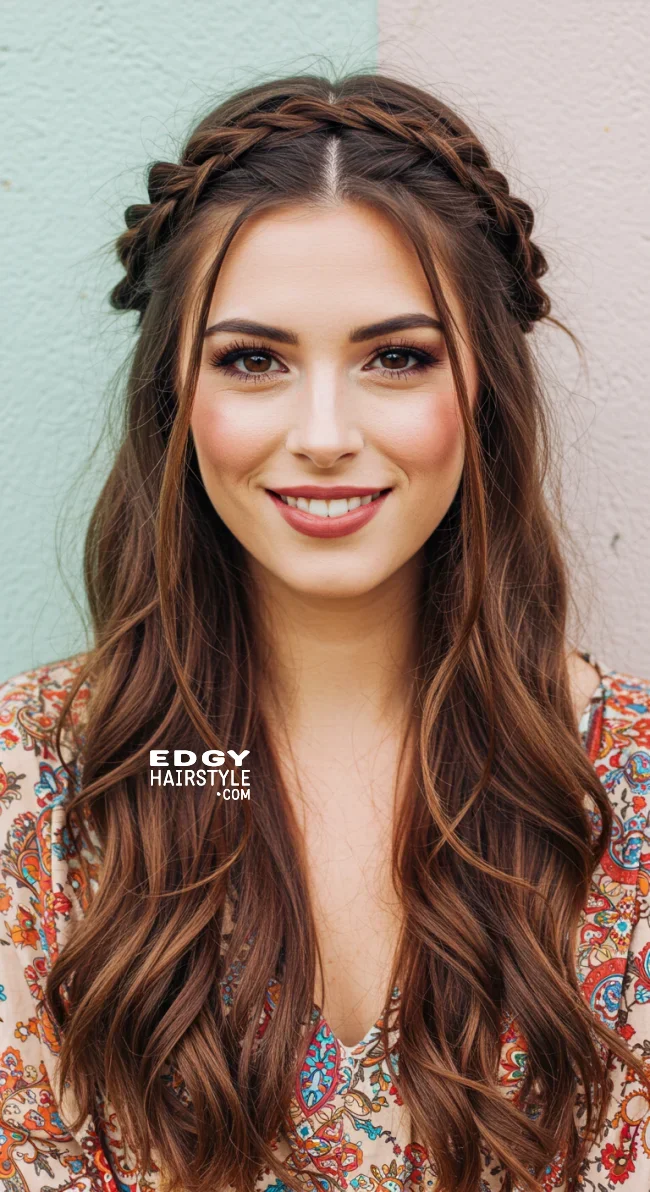 7. Messy Crown Braid | Embrace Effortless Charm With Messy Hairstyles