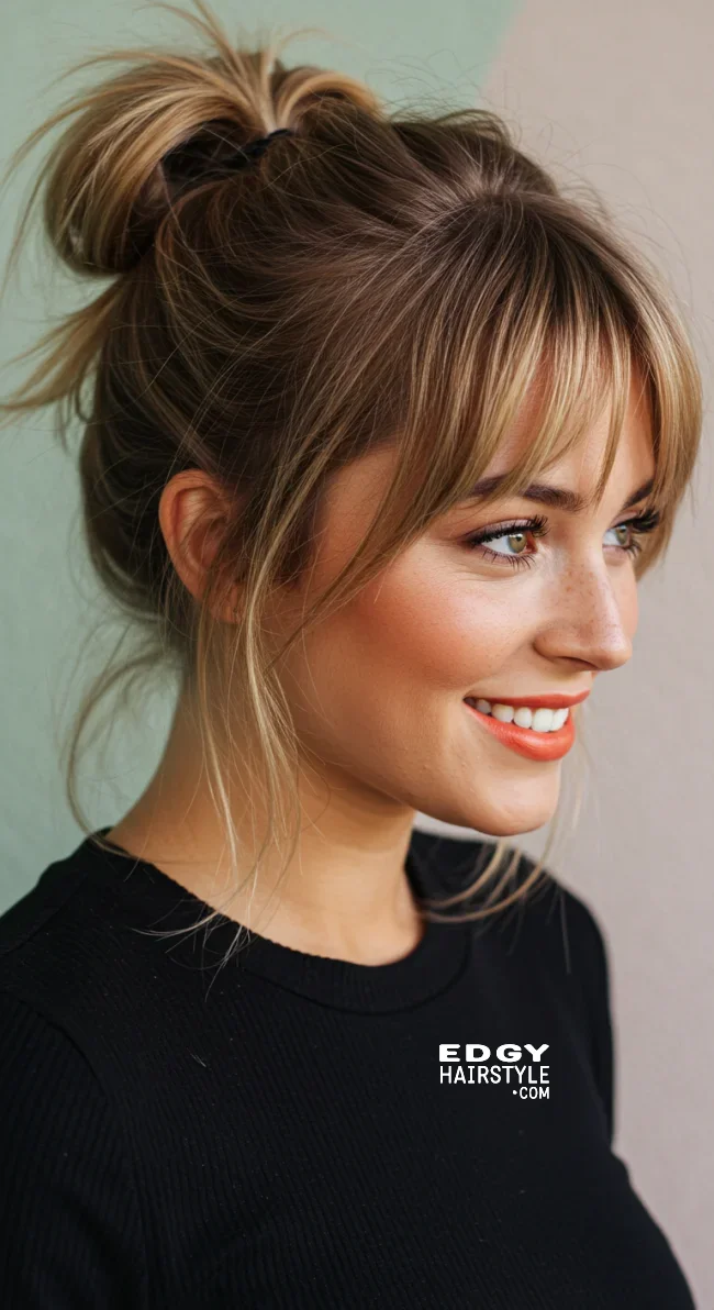 5. Wispy Bangs With Messy Ponytail | Embrace Effortless Charm With Messy Hairstyles