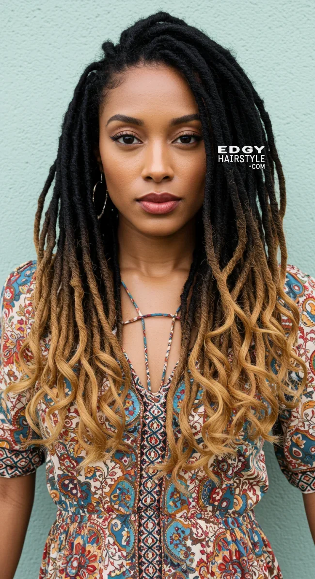 3. Bohemian Soft Locs with Curly Ends | 10 Sweet And Charming Soft Locs Hairstyles