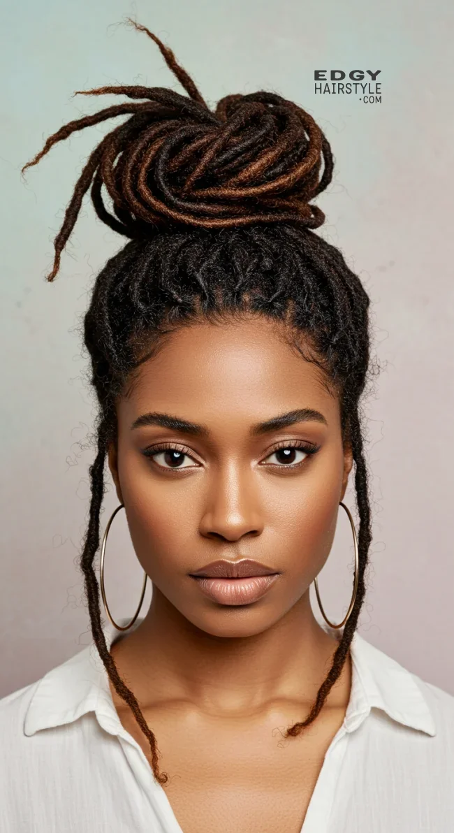 6. Messy Bun Soft Locs | 10 Sweet And Charming Soft Locs Hairstyles
