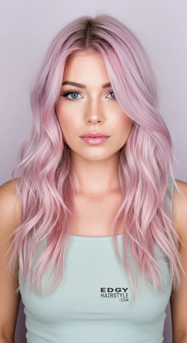 7. Pastel Pink Chunky Highlights on Platinum Blonde Hair | Chunky Highlights: Elevate Your Style With Trendy Colors