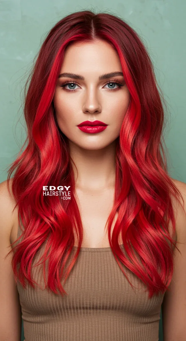 13. Fiery Red Chunky Highlights on Auburn Hair | Chunky Highlights: Elevate Your Style With Trendy Colors