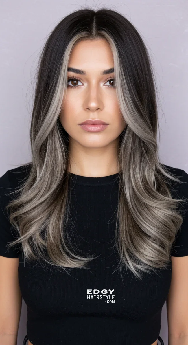 9. Ash Blonde Chunky Highlights on Dark Brown Hair | Chunky Highlights: Elevate Your Style With Trendy Colors