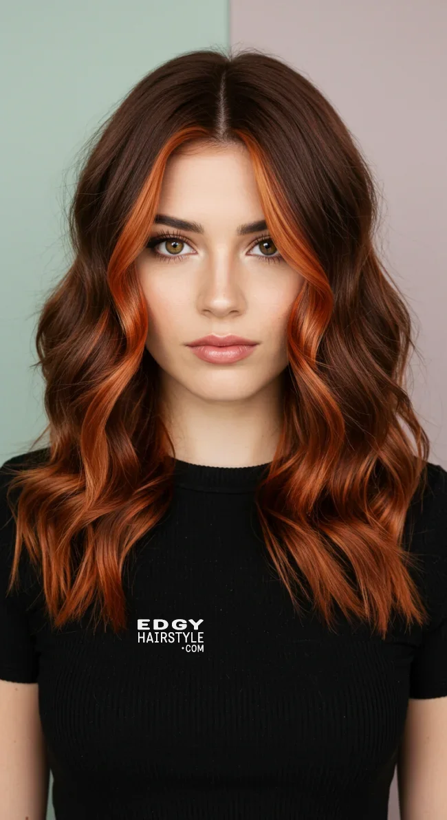 5. Copper Chunky Highlights on Chestnut Hair | Chunky Highlights: Elevate Your Style With Trendy Colors