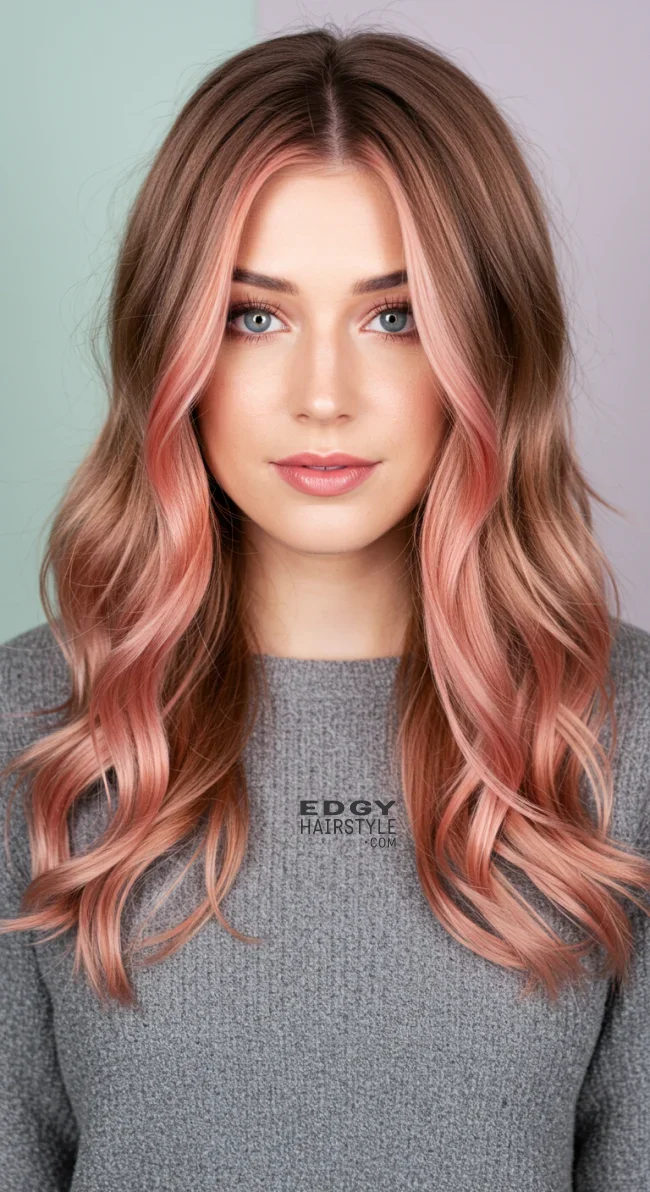 11. Rose Gold Chunky Highlights on Light Brown Hair | Chunky Highlights: Elevate Your Style With Trendy Colors