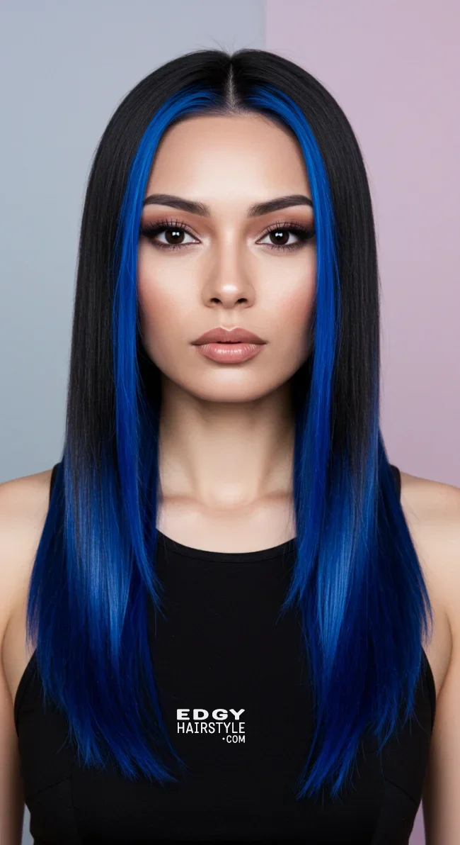 8. Blue Chunky Highlights on Black Hair | Chunky Highlights: Elevate Your Style With Trendy Colors