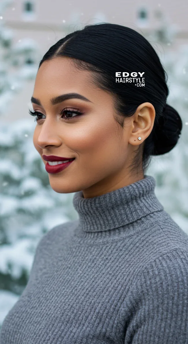 1. Sleek Low Bun | Elegant Winter Hairstyles With Celebrities: Embrace The Season In Style