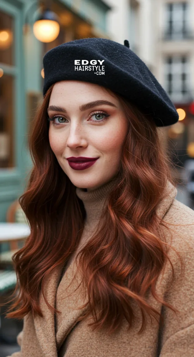 12. Loose Waves with a Beret | Elegant Winter Hairstyles With Celebrities: Embrace The Season In Style