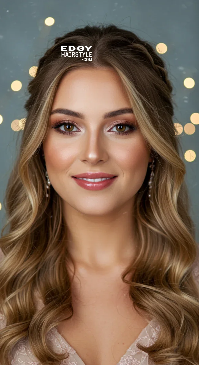 8. Half-Up, Half-Down with Curls | Elegant Winter Hairstyles With Celebrities: Embrace The Season In Style