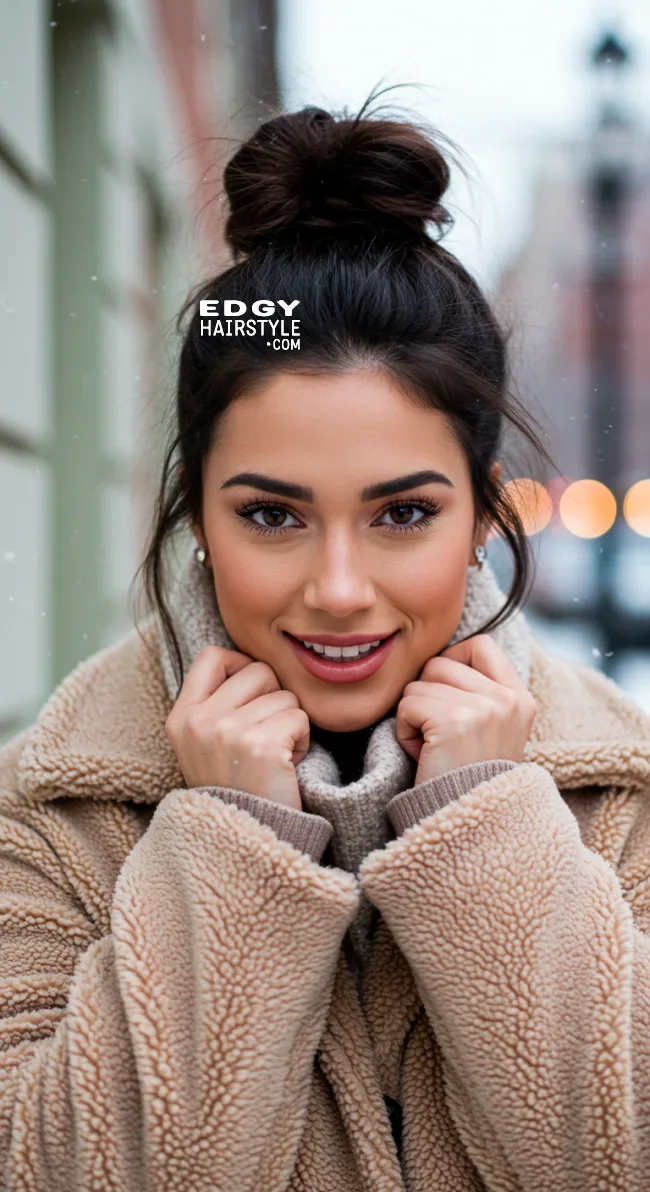 7. Messy Top Knot | Elegant Winter Hairstyles With Celebrities: Embrace The Season In Style