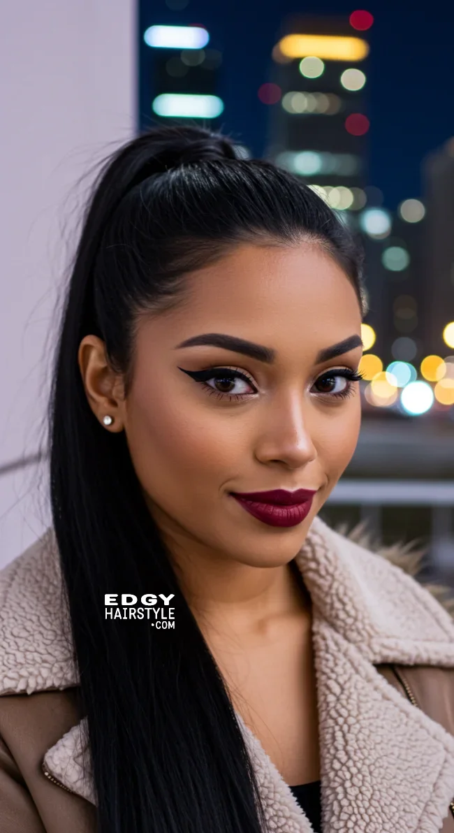 18. Sleek High Ponytail | Elegant Winter Hairstyles With Celebrities: Embrace The Season In Style