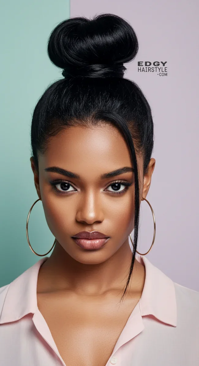 10. High Bun Straight Hair | Stunning Hairstyles For Straight Hair - Flawless Elegance