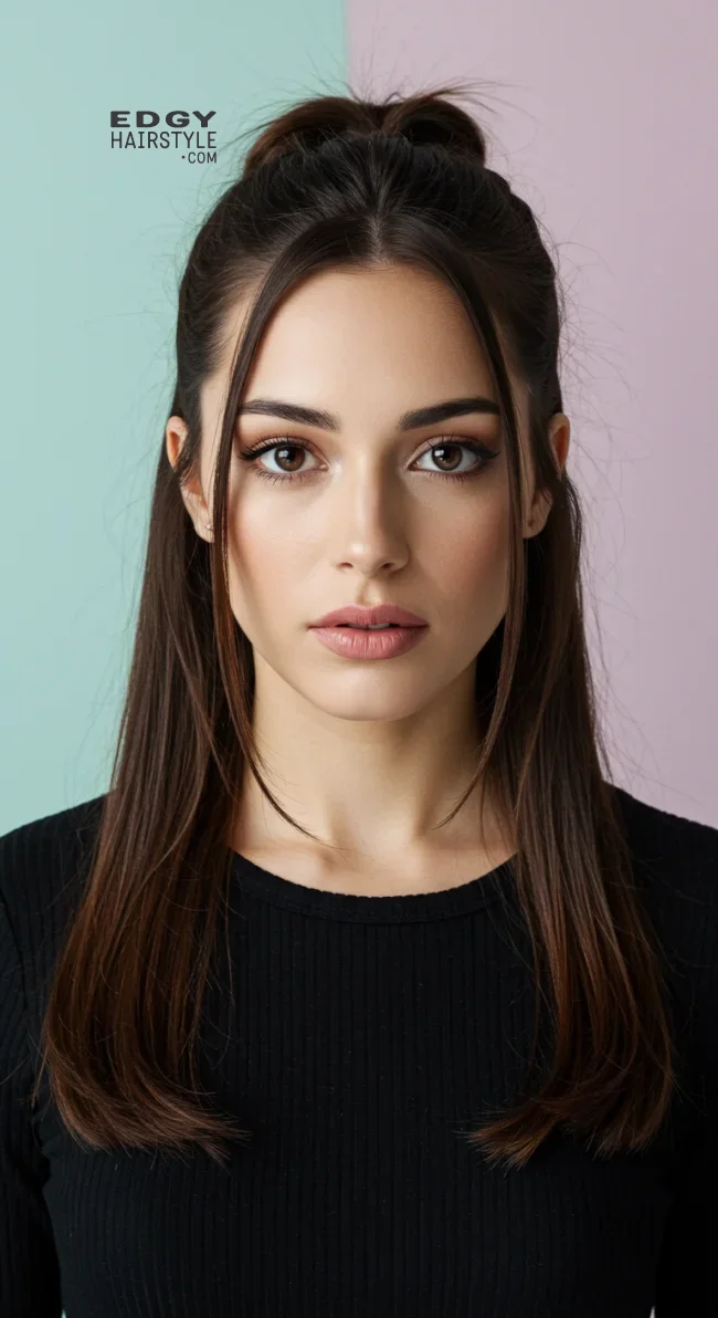 11. Half-Up Straight Hair | Stunning Hairstyles For Straight Hair - Flawless Elegance