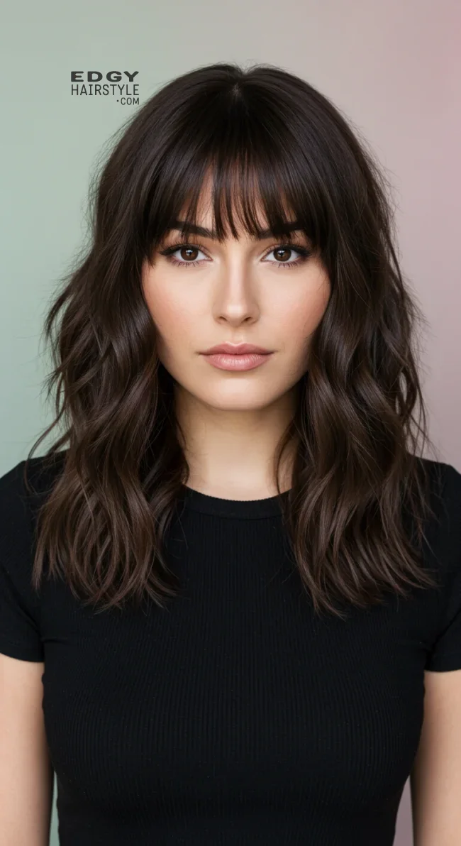 5. Curtain Bangs with Medium-Length Waves (For Oval Faces) | Haircut Ideas Tailored To Your Face Shape: Top Trending Hairstyles For Women In 2025