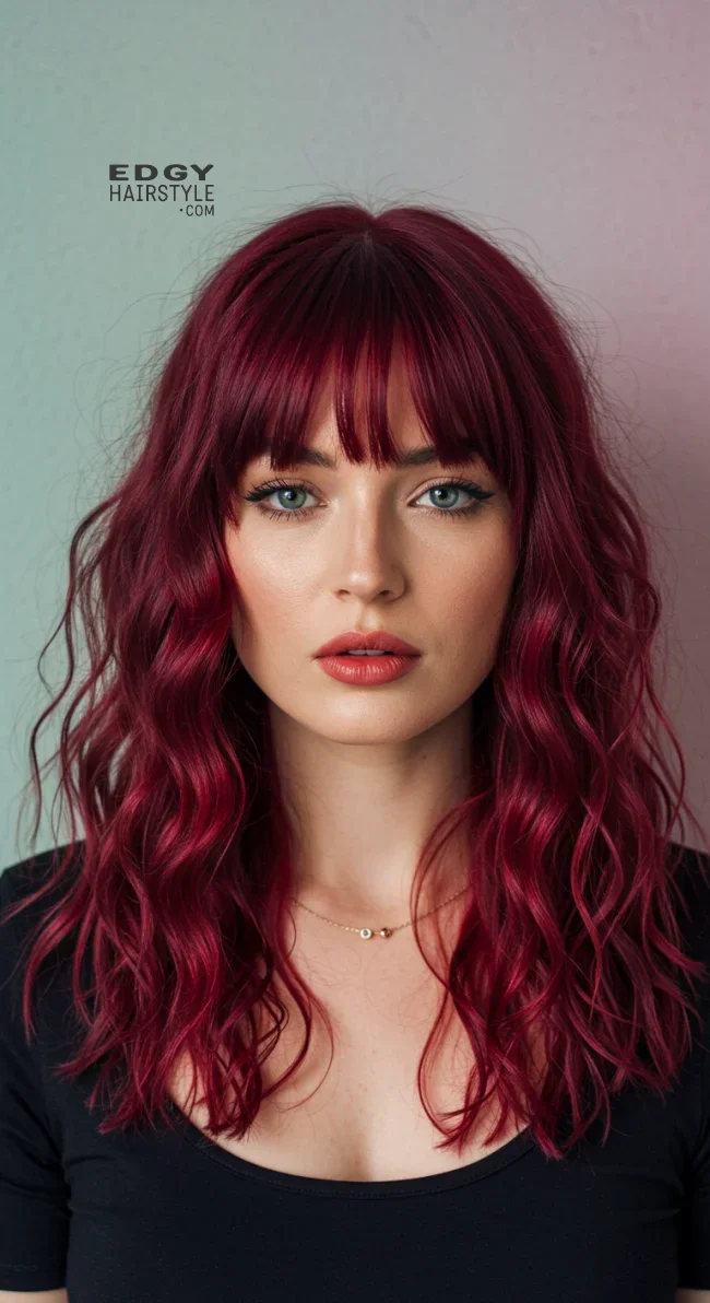 15. Curtain Bangs with Wavy Hair | Hairstyles For Long Face Shape: A Guide To Flattering And Trendy Looks