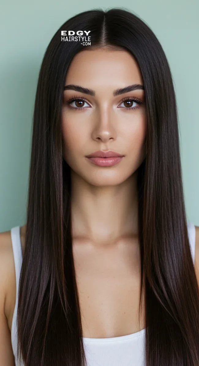 14. Long and Sleek with a Middle Part | Hairstyles For Long Face Shape: A Guide To Flattering And Trendy Looks