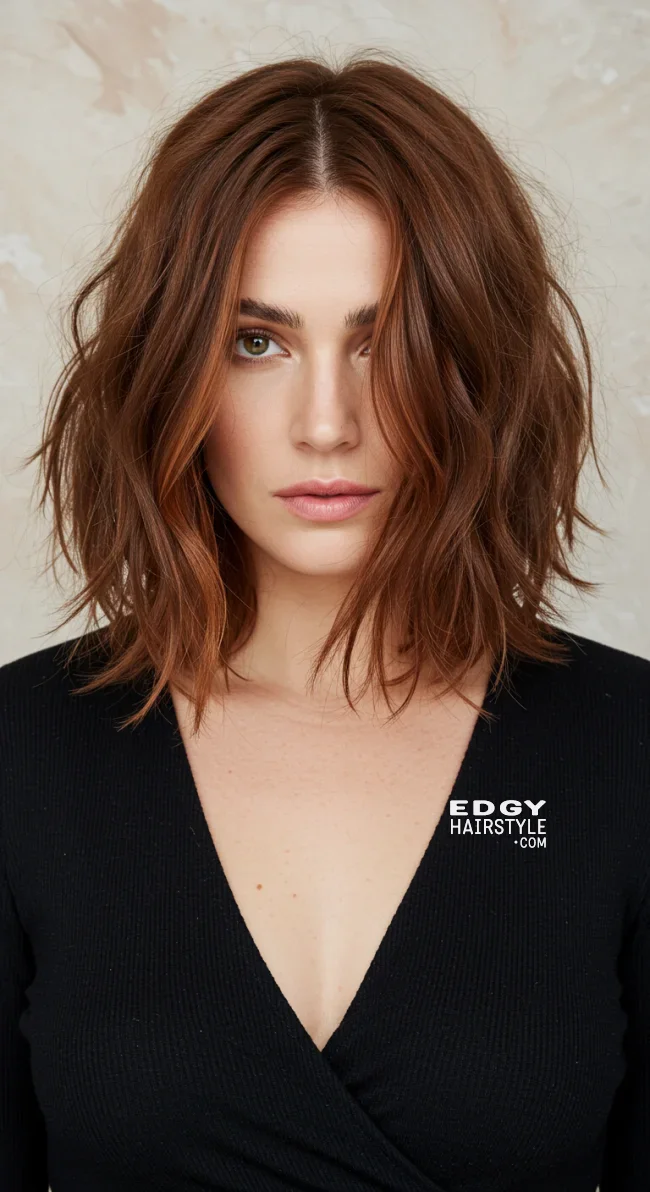 2. Textured Bob with Center Parting | Bob With Center Parting: Latest Hairstyle Trend!
