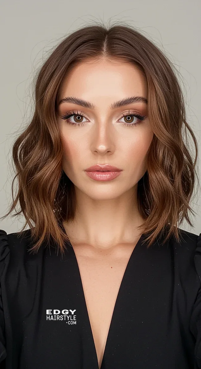5. Wavy Bob with Center Parting | Bob With Center Parting: Latest Hairstyle Trend!