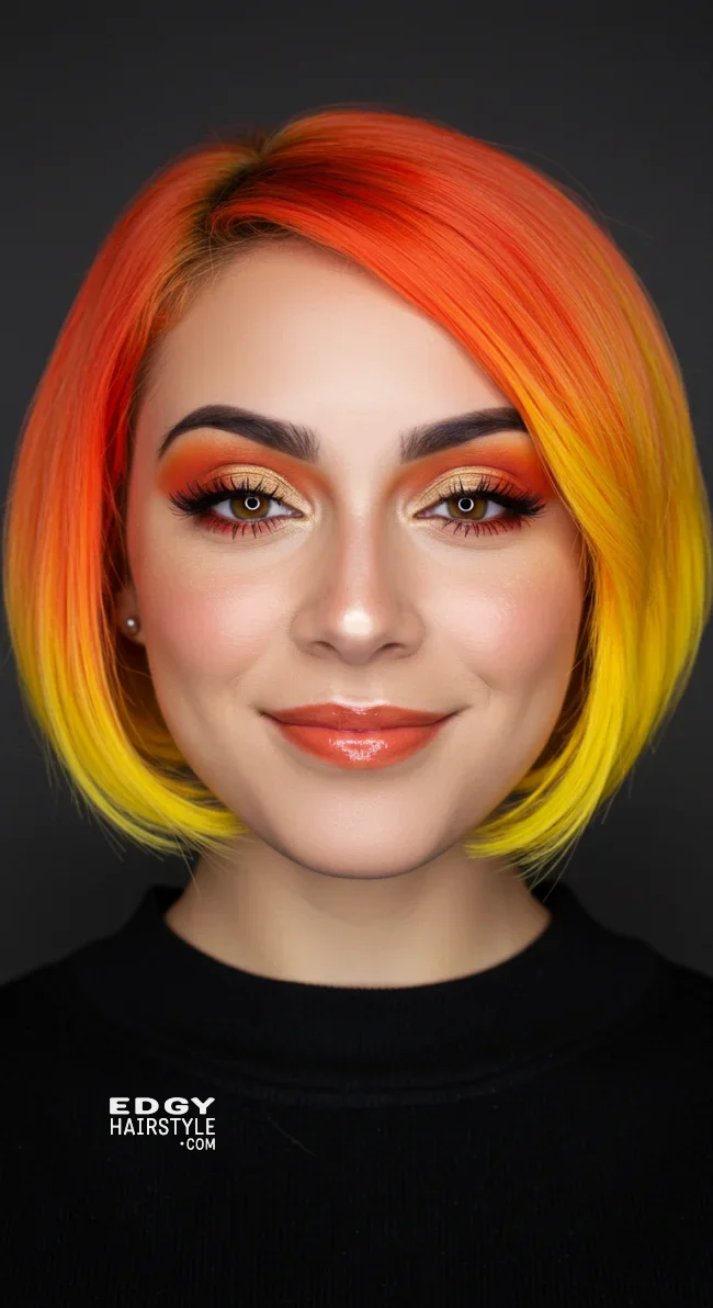 8. Candy Corn Bob | 10 Funky And Crazy Halloween Hairstyles For Short Hair