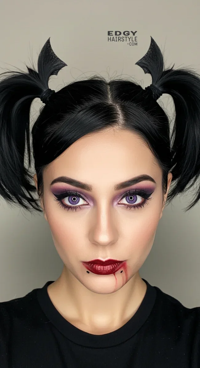 7. Bat Wing Pigtails | 10 Funky And Crazy Halloween Hairstyles For Short Hair