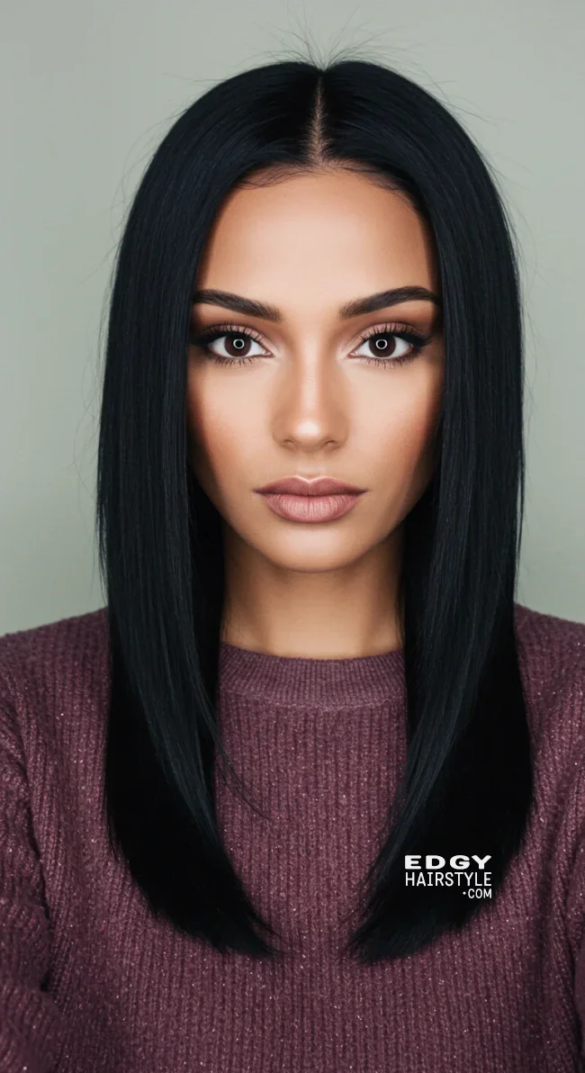 12. Midnight Black with Glossy Finish | 15 Most Important Hair Color Trends For Winter 2025