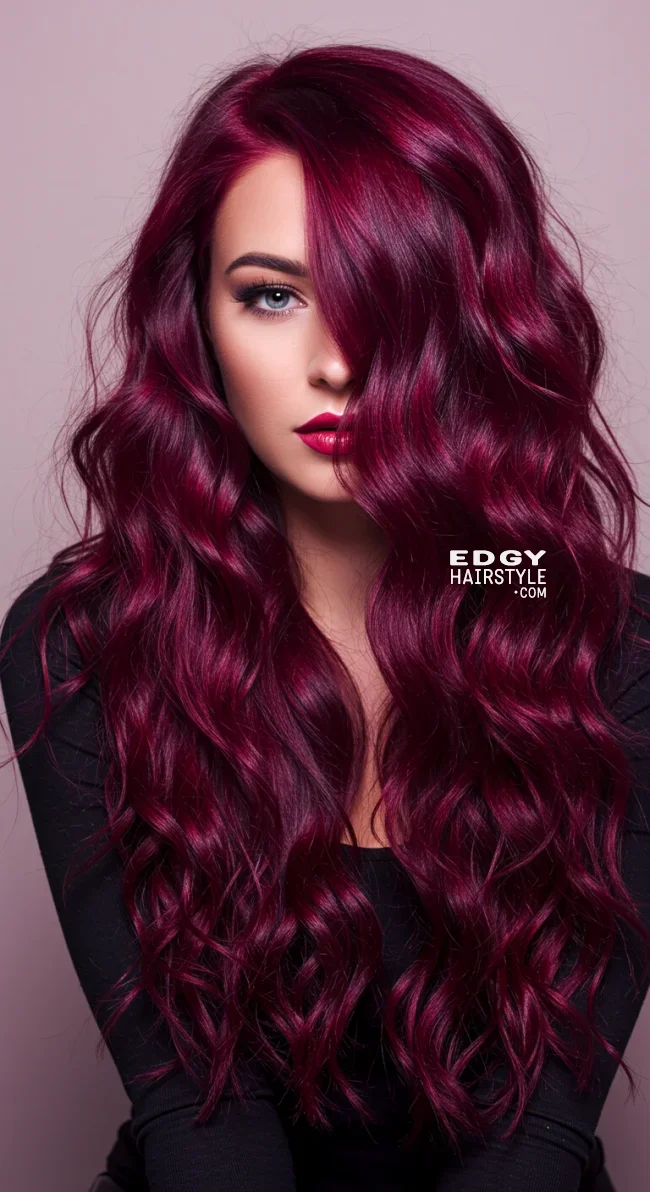 3. Deep Burgundy Waves | 15 Most Important Hair Color Trends For Winter 2025
