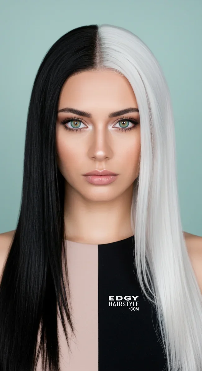5. Half Black, Half White Hair | Edgy Alternative Hairstyles To Unleash Your Bold Side