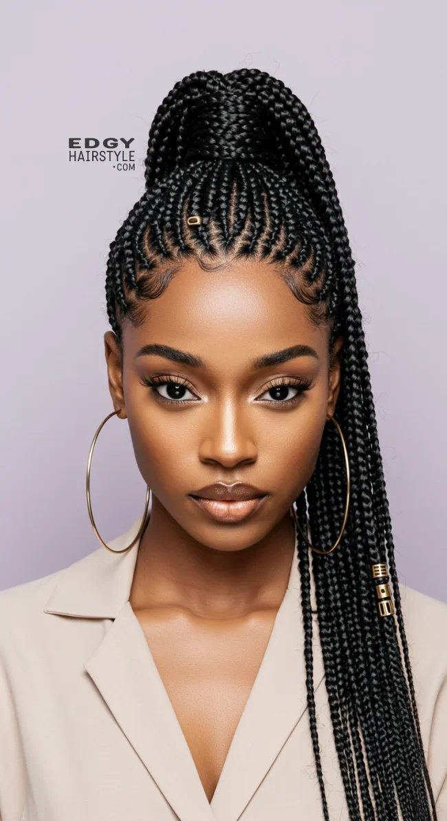 7. Fulani Braids with a Ponytail | 10 Trendy Fulani Braids To Try For A Fresh Look