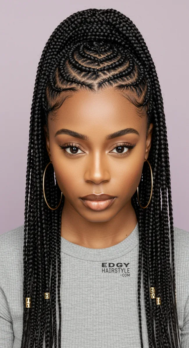 3. Fulani Braids with Curved Cornrows | 10 Trendy Fulani Braids To Try For A Fresh Look