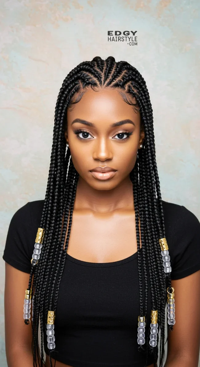 2. Fulani Braids with a Middle Part | 10 Trendy Fulani Braids To Try For A Fresh Look