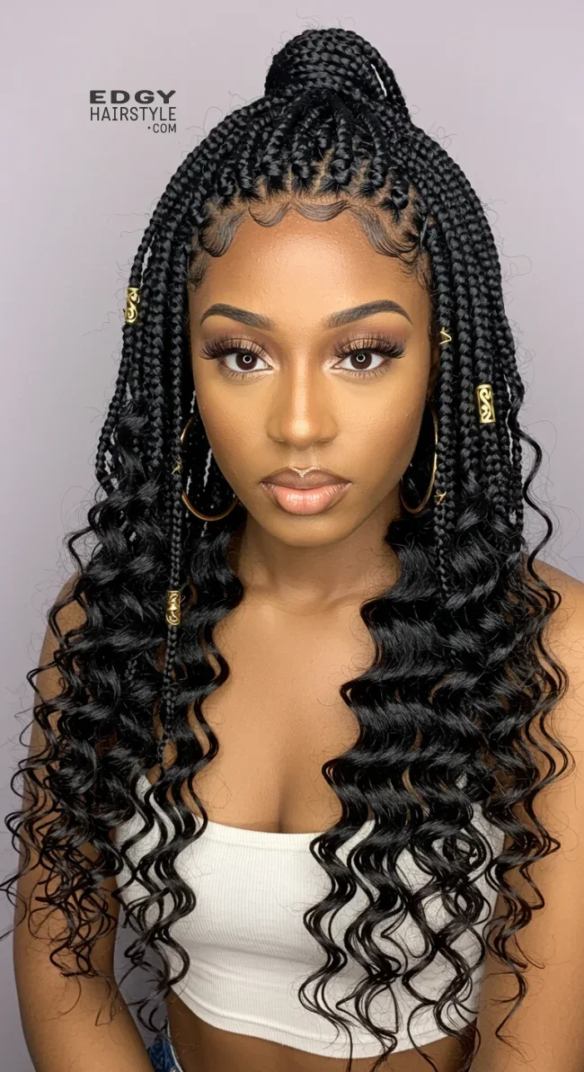 6. Fulani Braids with Loose Curls | 10 Trendy Fulani Braids To Try For A Fresh Look