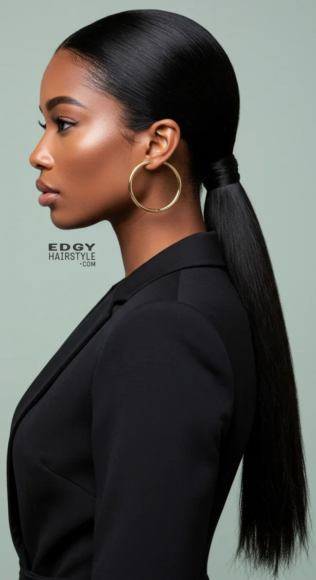 5. Low Sleek Ponytail | Ponytail Styles For Black Women: Trendy And Elegant Looks