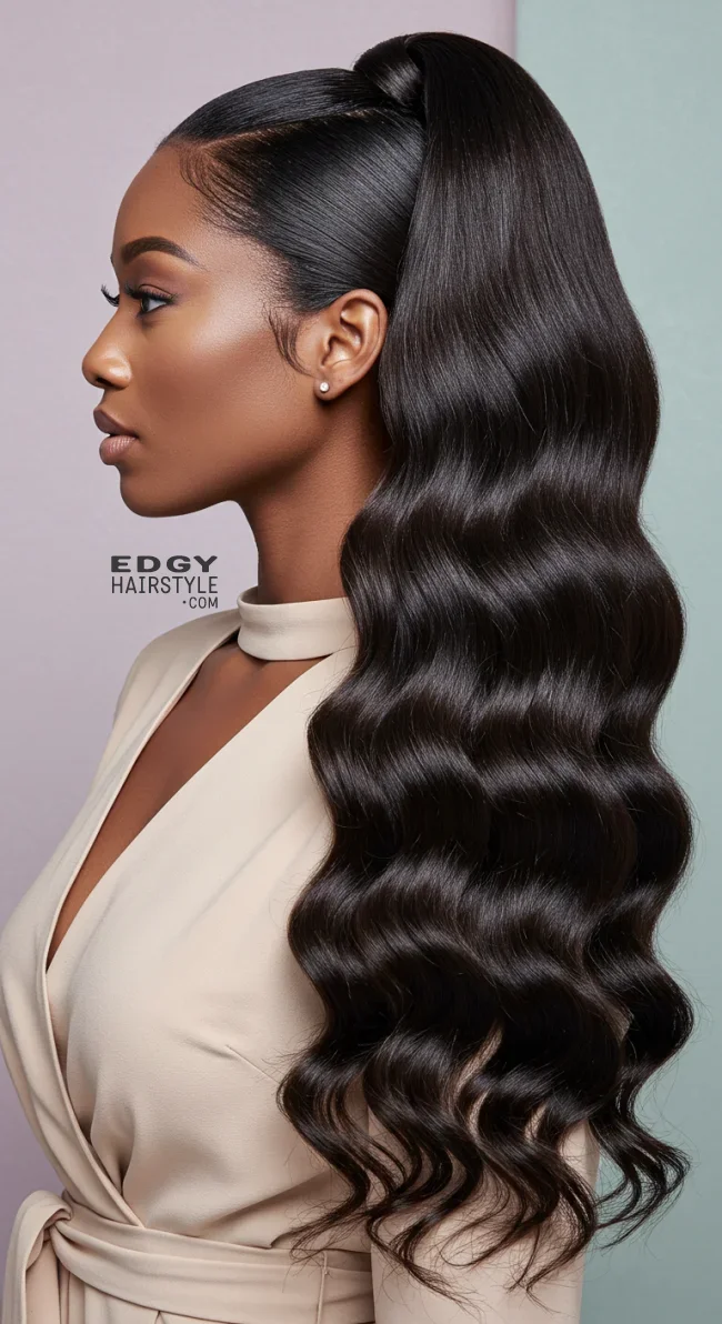 11. Wavy Ponytail | Ponytail Styles For Black Women: Trendy And Elegant Looks