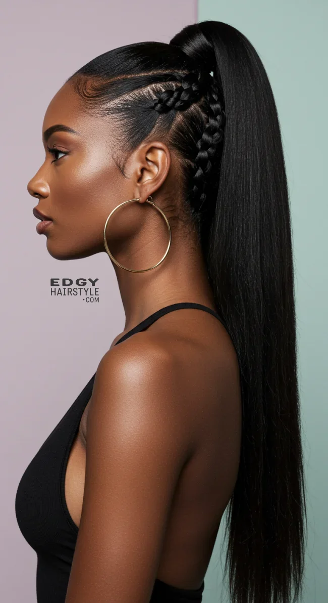 12. Braided Base Ponytail | Ponytail Styles For Black Women: Trendy And Elegant Looks
