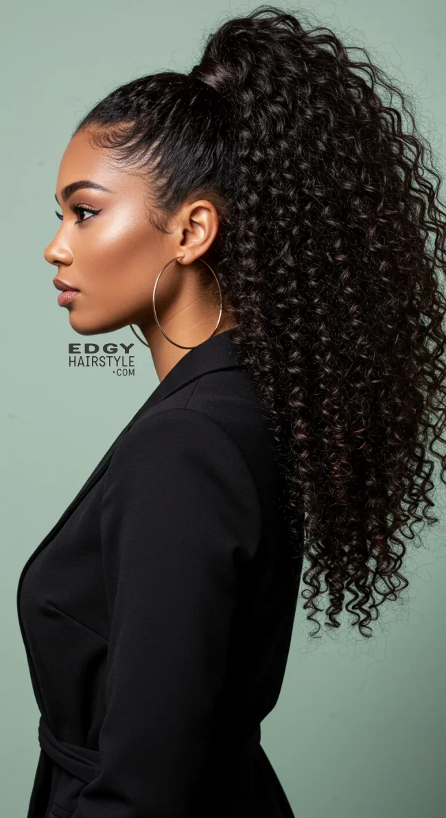 4. Curly High Ponytail | Ponytail Styles For Black Women: Trendy And Elegant Looks