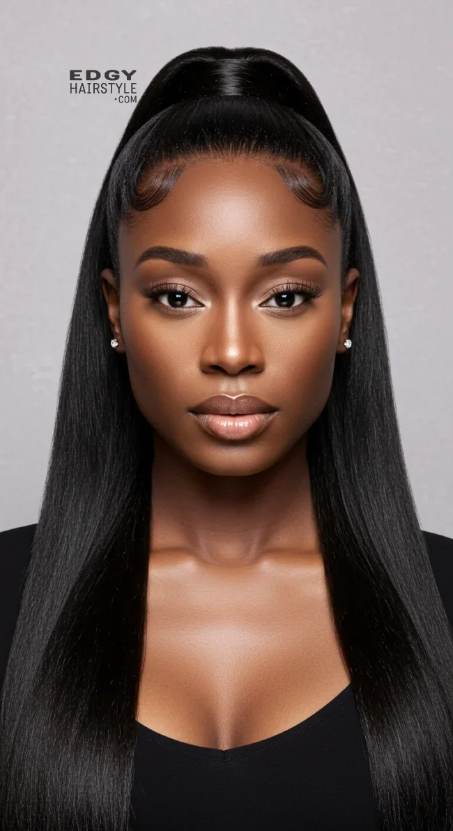 10. Half-Up, Half-Down Ponytail | Ponytail Styles For Black Women: Trendy And Elegant Looks
