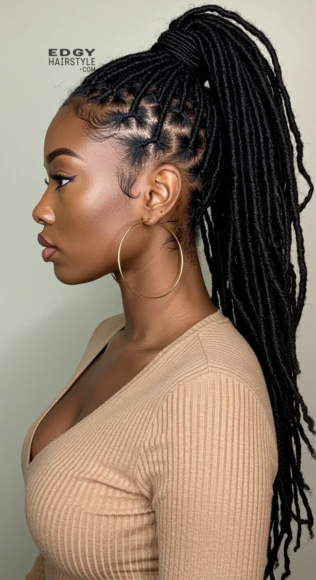 14. Faux Locs Ponytail | Ponytail Styles For Black Women: Trendy And Elegant Looks