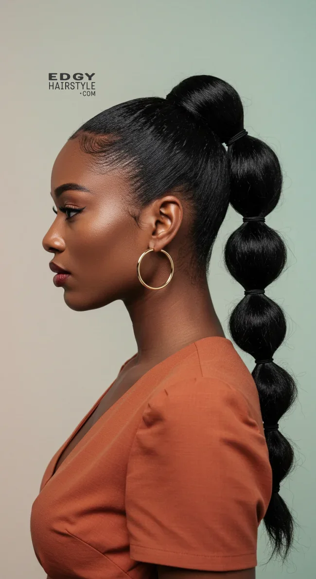 3. Bubble Ponytail | Ponytail Styles For Black Women: Trendy And Elegant Looks